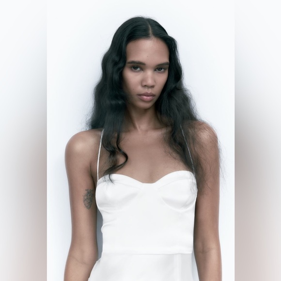 Zara White Satin Effect Sweetheart Neckline Midi Maxi Dress $89.90 - Picture 14 of 16